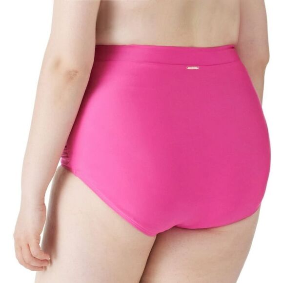 NWT RELLECIGA Swimsuit Neon Rose High Waisted Ruched Bikini Bottom Size S - Picture 11 of 12